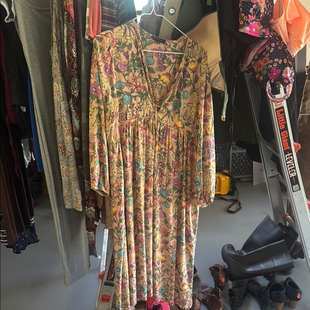 Three Bird Nest Yellow Pink Maxi Sundress